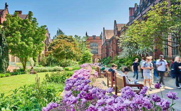 A view of the Old Quad on campus during summer